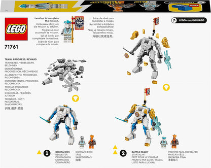 LEGO 71761 NINJAGO Zane’s Power Up Mech EVO Action Figure with Cobra Snake and Zane Minifigure, Collectible Mission Banner Series, Ninja Toys for Kids Single
