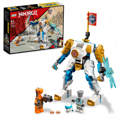 LEGO 71761 NINJAGO Zane’s Power Up Mech EVO Action Figure with Cobra Snake and Zane Minifigure, Collectible Mission Banner Series, Ninja Toys for Kids Single