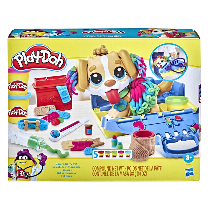 Play-Doh Care n Carry Vet Playset with Toy Dog, Carrier, 10 Tools, 5 Colours, Multicolor