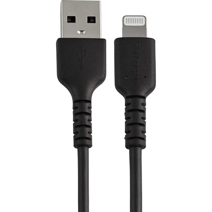 StarTech.com 12inch (30cm) Durable Black USB-A to Lightning Cable - Heavy Duty Rugged Aramid Fiber USB Type A to Lightning Charger/Sync Power Cord - Apple MFi Certified iPad/iPhone 12 (RUSBLTMM30CMB
