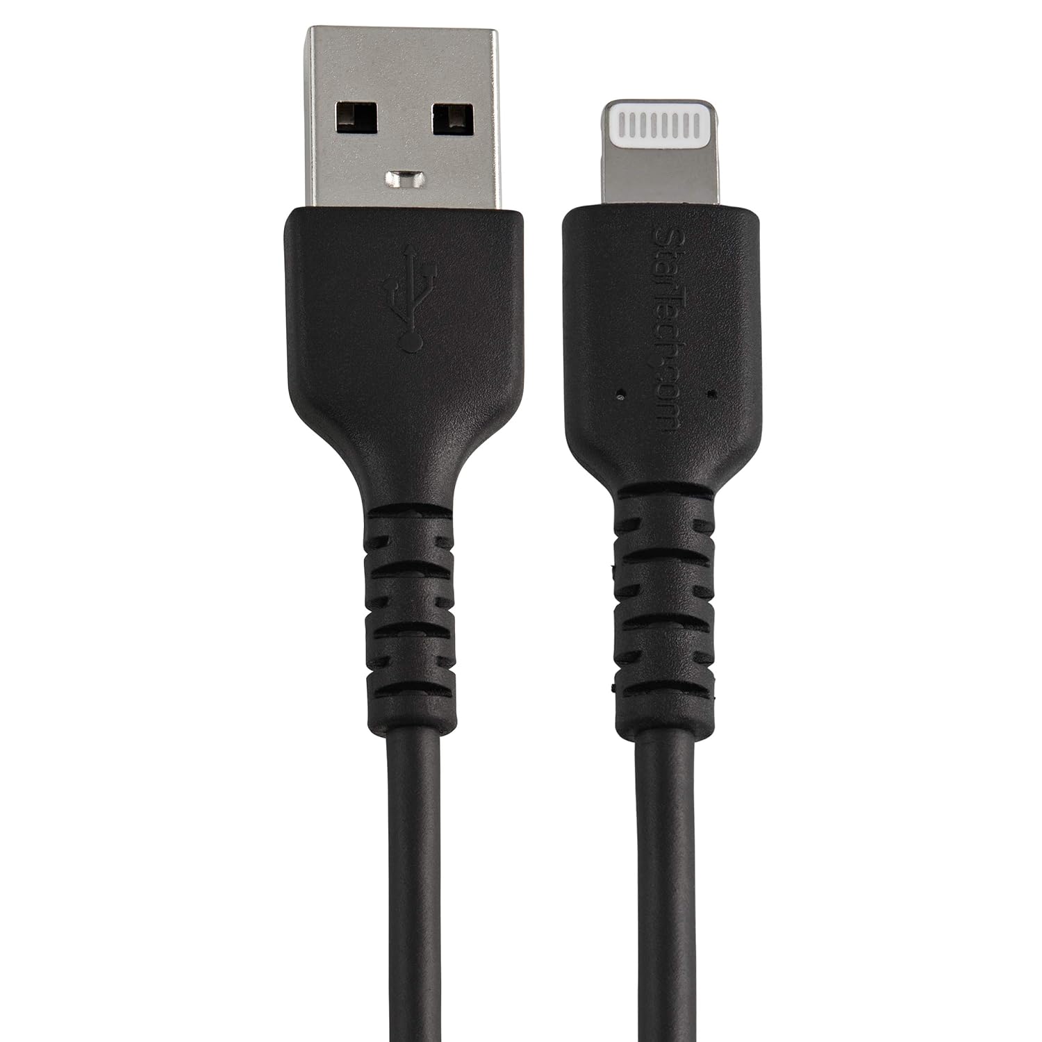 StarTech.com 12inch (30cm) Durable Black USB-A to Lightning Cable - Heavy Duty Rugged Aramid Fiber USB Type A to Lightning Charger/Sync Power Cord - Apple MFi Certified iPad/iPhone 12 (RUSBLTMM30CMB