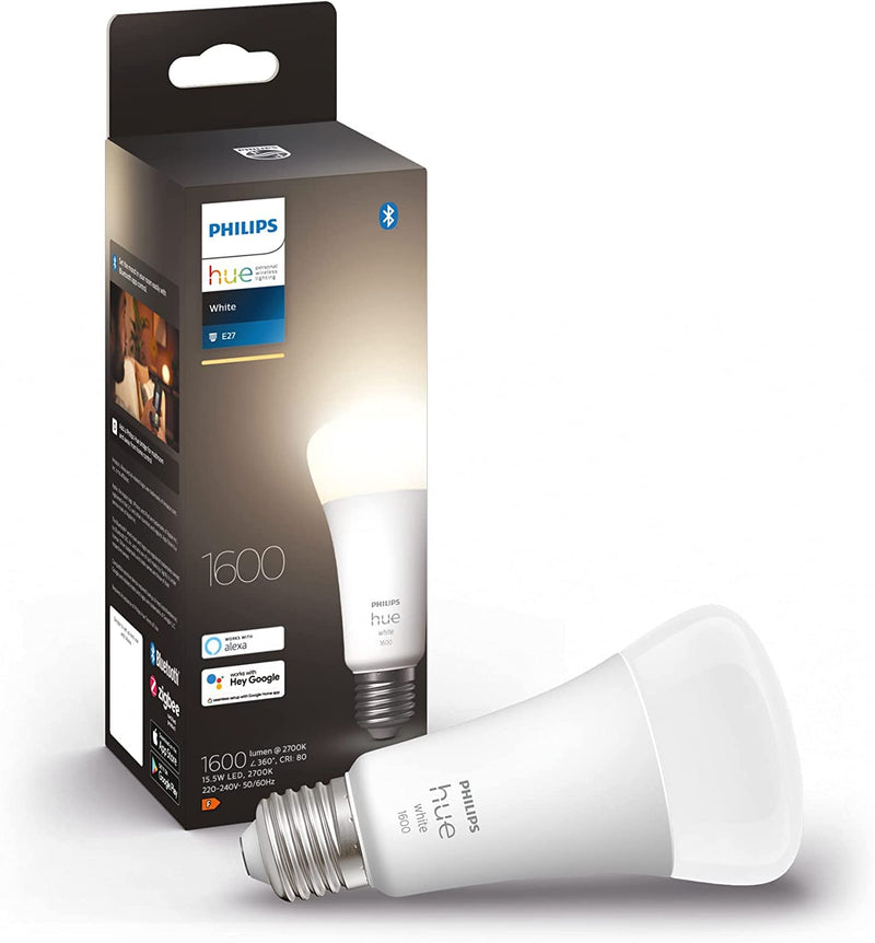 Philips Hue White - Led Light Bulb - Shape: A67 - E27 - 15.5 W (Equivalent 100 W) - Class F - Soft White Light - 2700 K