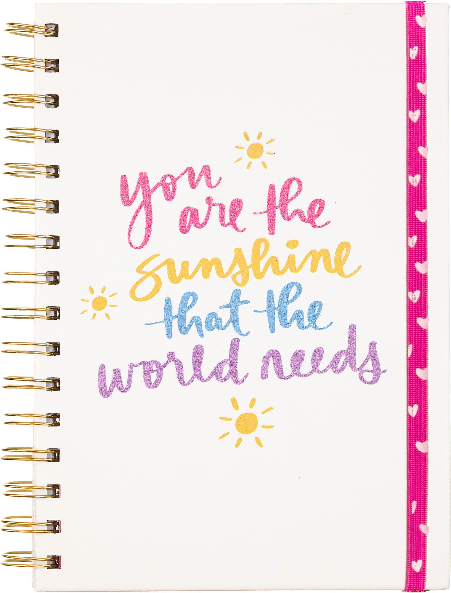 Eccolo World Traveler Dayna Lee Collection Wirebound Hard Cover Lined Journal Notebook, 200 Pages, Acid-Free Lined Sheets, Elastic Band Closure, You are The Sunshine, M