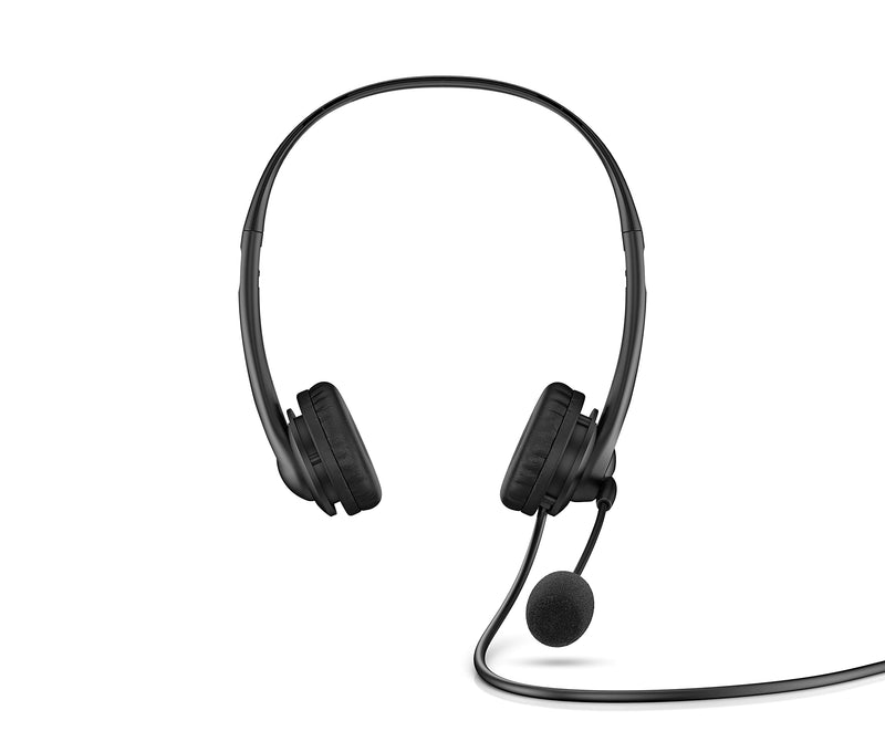 HP G2 Cuffie Stereo Cablate, Connessione USB-A, Comandi Integrati nel Cavo, Microfono Ripiegabile e Archetto Regolabile, Imbottitura in Ecopelle, Riduzione del rumore e Funzione Silenziamento, Nero