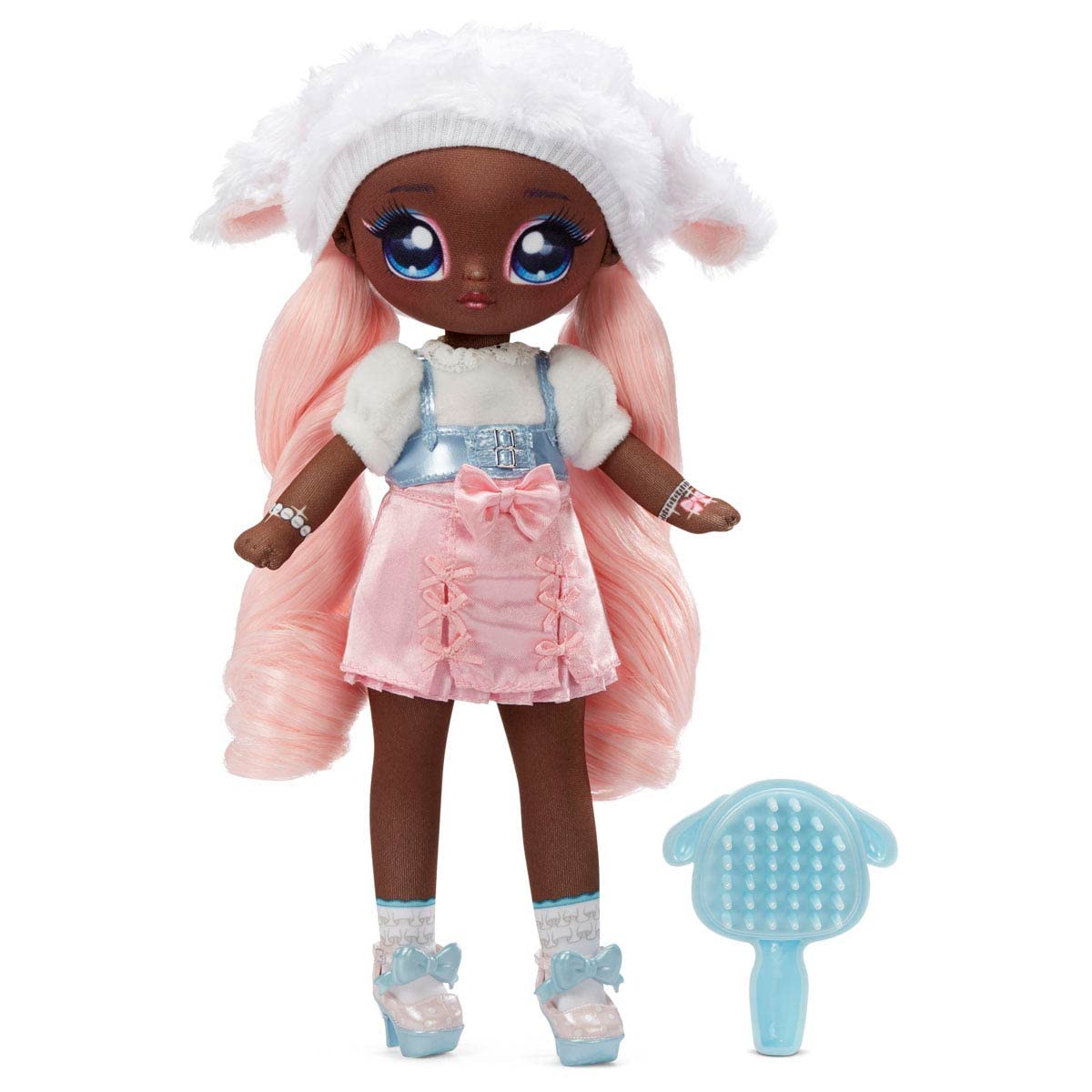 Na Na Na Surprise Poupée mannequin Teens – À collectionner – Poupée en chiffon & tissu de 27,94 cm, inspirée du mouton, dotée de cheveux roses - Lila Lamb