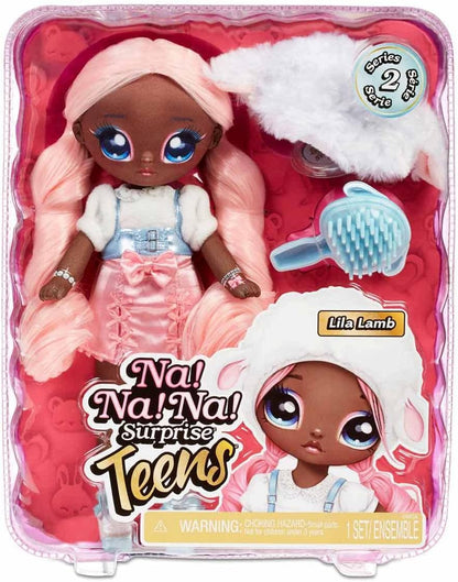 Na Na Na Surprise Poupée mannequin Teens – À collectionner – Poupée en chiffon & tissu de 27,94 cm, inspirée du mouton, dotée de cheveux roses - Lila Lamb