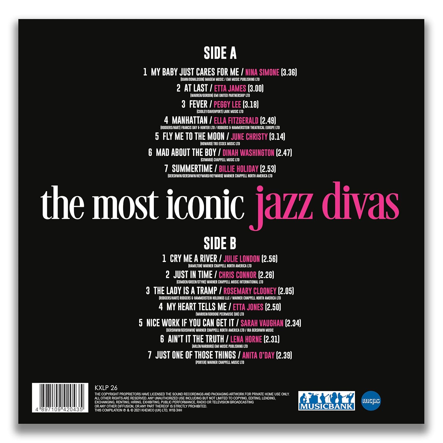 The Most Iconic Jazz Divas - Various 12” Record, Label: MUSICBANK