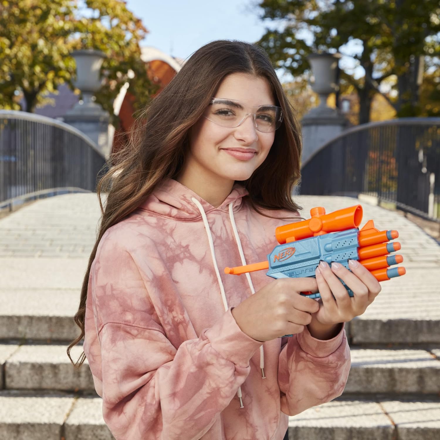 Nerf Elite 2.0 Prospect QS-4 Blaster, 8 Official Darts, 4-Dart Blasting, Non-Removable Targeting Scope, Multicolor