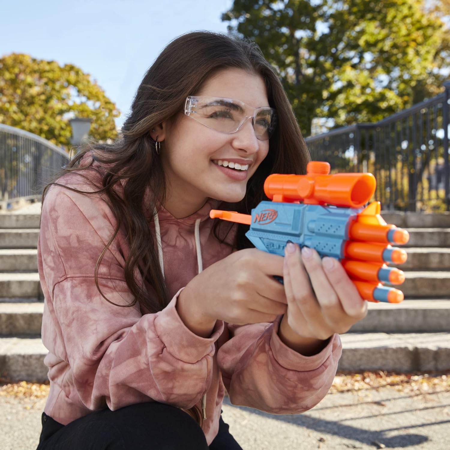 Nerf Elite 2.0 Prospect QS-4 Blaster, 8 Official Darts, 4-Dart Blasting, Non-Removable Targeting Scope, Multicolor