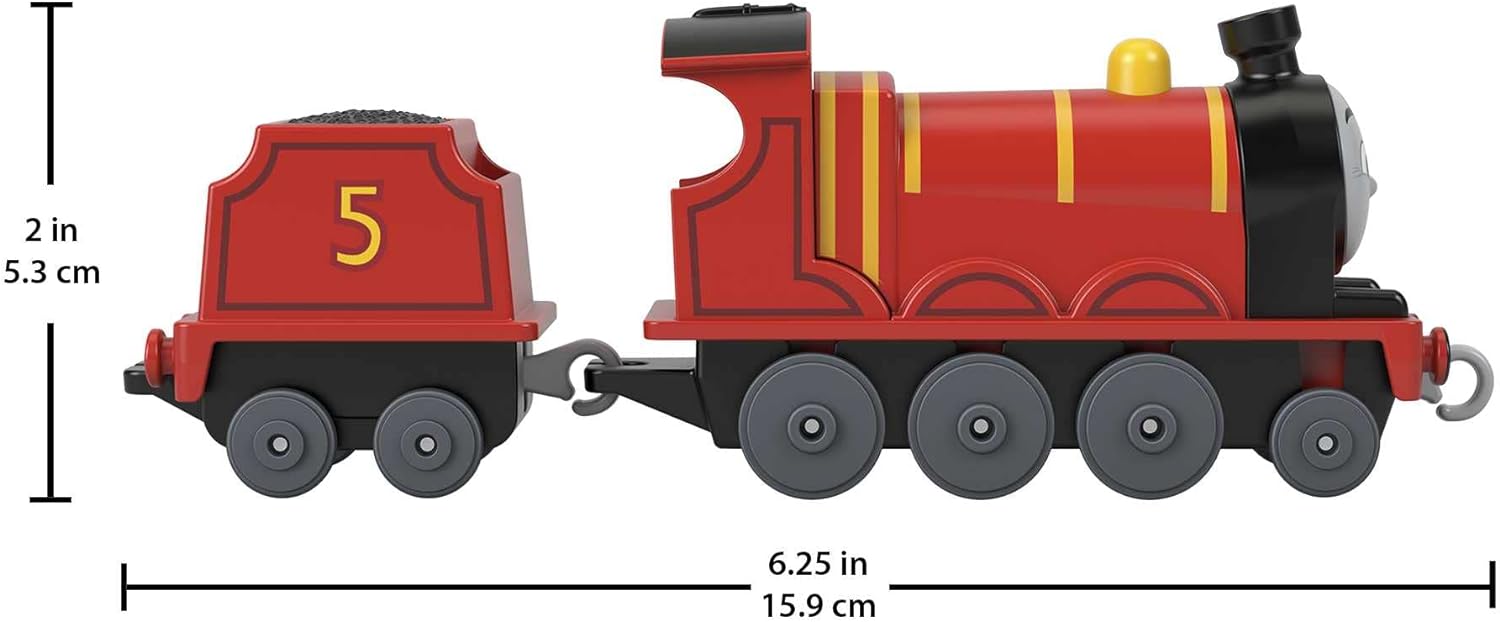 Fisher-Price Thomas & Friends die-cast push-along James toy train engine for preschool kids ages 3+