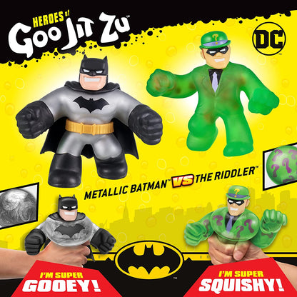 Heroes of Goo Jit Zu DC Versus Pack - 2 Stretchy, Squishy Figures with Super Squishy Batman versus Super Gooey Riddler, Perfect Christmas / Birthday Present For 4 To 8 Year Olds, Stretchy Tactile Play