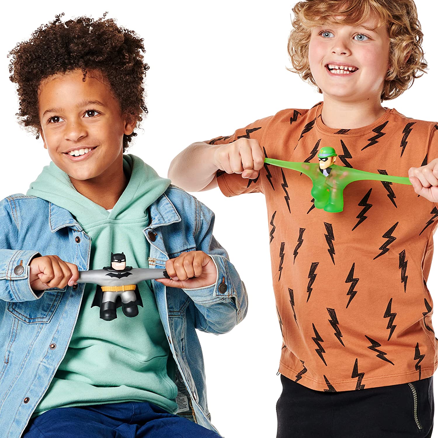 Heroes of Goo Jit Zu DC Versus Pack - 2 Stretchy, Squishy Figures with Super Squishy Batman versus Super Gooey Riddler, Perfect Christmas / Birthday Present For 4 To 8 Year Olds, Stretchy Tactile Play
