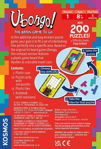 Thames & Kosmos - Ubongo! Brain to Go - Level: Beginner - Unique Puzzle Game - 1 Player - Puzzle Solving Strategy Board Games for Adults & Kids, Ages 8+, 696187
