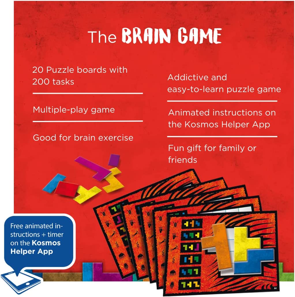 Thames & Kosmos - Ubongo! Brain to Go - Level: Beginner - Unique Puzzle Game - 1 Player - Puzzle Solving Strategy Board Games for Adults & Kids, Ages 8+, 696187
