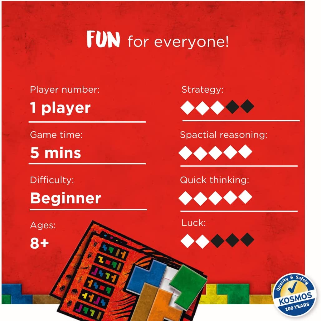 Thames & Kosmos - Ubongo! Brain to Go - Level: Beginner - Unique Puzzle Game - 1 Player - Puzzle Solving Strategy Board Games for Adults & Kids, Ages 8+, 696187