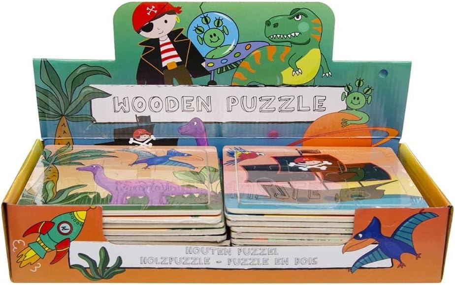 Wooden Puzzle Boys - Dinosaur, Space, Pirate, Wooden Puzzle Children, Wooden Puzzle from 3 Years, Children's Wooden Puzzle, Puzzle from 3, Party Bag Children's
