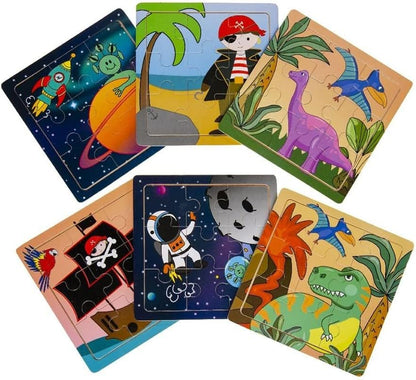 Wooden Puzzle Boys - Dinosaur, Space, Pirate, Wooden Puzzle Children, Wooden Puzzle from 3 Years, Children's Wooden Puzzle, Puzzle from 3, Party Bag Children's