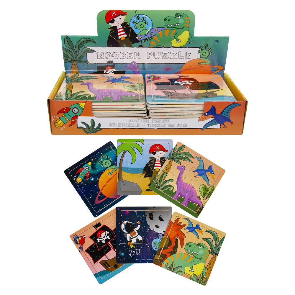 Wooden Puzzle Boys - Dinosaur, Space, Pirate, Wooden Puzzle Children, Wooden Puzzle from 3 Years, Children's Wooden Puzzle, Puzzle from 3, Party Bag Children's