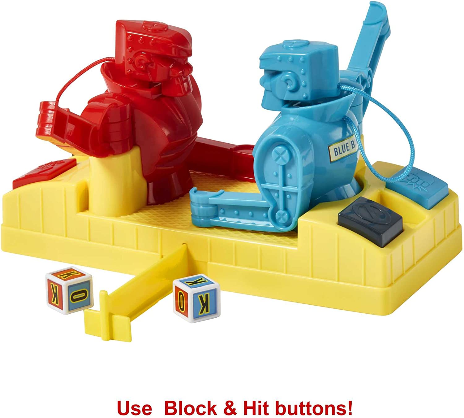 Mattel Games - Rock 'Em Sock 'Em Robots Colpisci e Blocca, Gioco da Pugilato ad Azionamento Manuale con Scontro sul Ring tra i Personaggi Red Rocker e Blue Bomber, Giocattolo per Bambini 6+ Anni