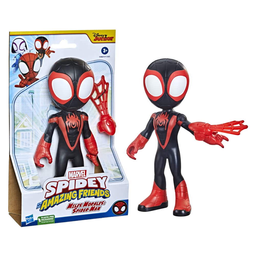 Marvel Spidey and His Amazing Friends Miles Morales Spiderman Action Figure with Web Shooter Accessory 22cm