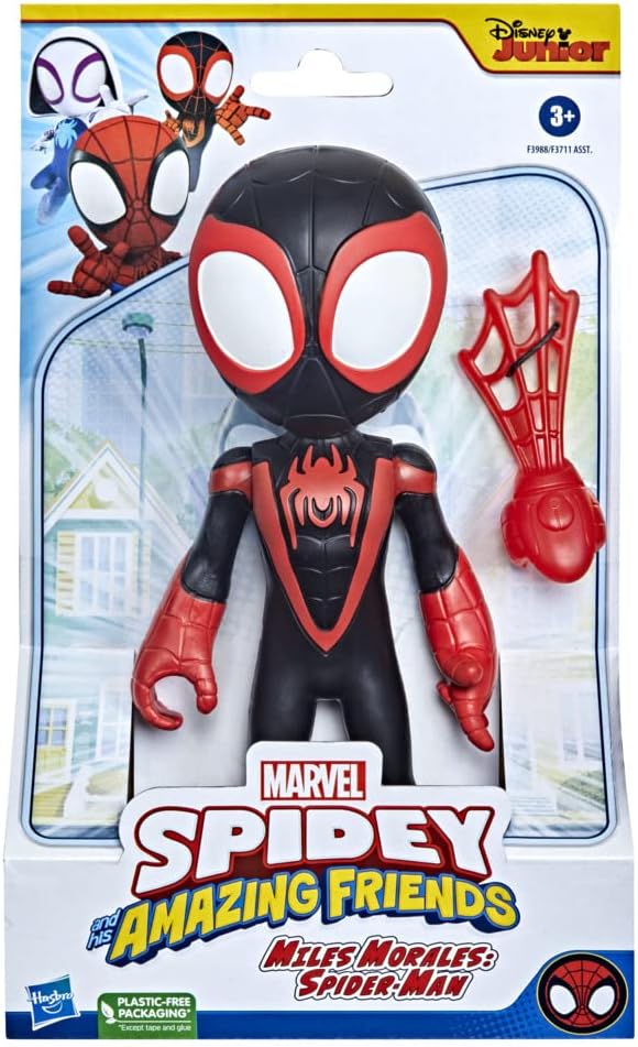 Marvel Spidey and His Amazing Friends Miles Morales Spiderman Action Figure with Web Shooter Accessory 22cm