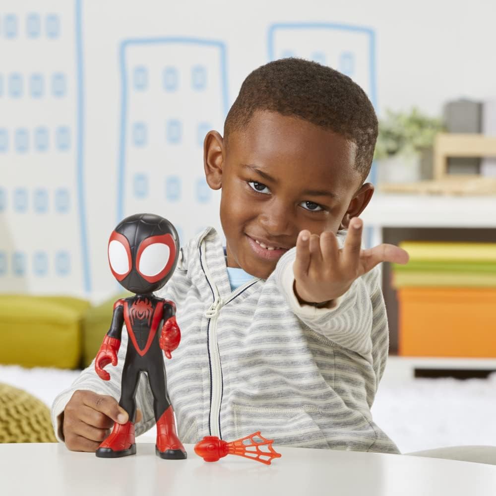 Marvel Spidey and His Amazing Friends Miles Morales Spiderman Action Figure with Web Shooter Accessory 22cm