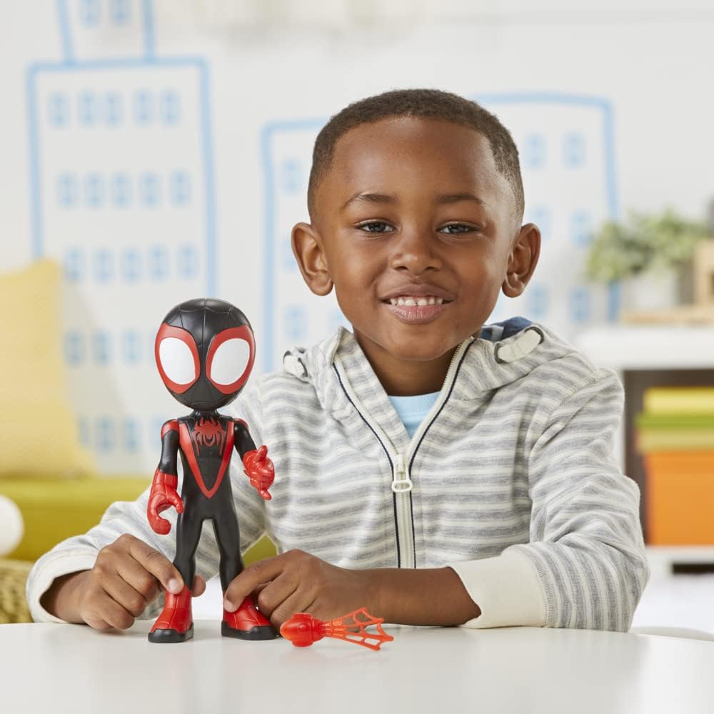 Marvel Spidey and His Amazing Friends Miles Morales Spiderman Action Figure with Web Shooter Accessory 22cm