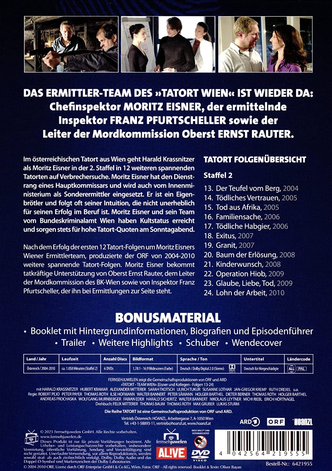 Tatort Wien - Inspektor Eisner ermittelt - Staffel 2 (Folgen 13-24) (6 DVDs)