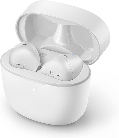 Philips Wireless Earbuds, Adults In Ear without Ear Tips, Super Slim Charging Case, Splash sweat Resistant, Bluetooth,18 Hours Play Time, Built In Mic, Slim Design, Comfortable Fit, White TAT2236WT/00