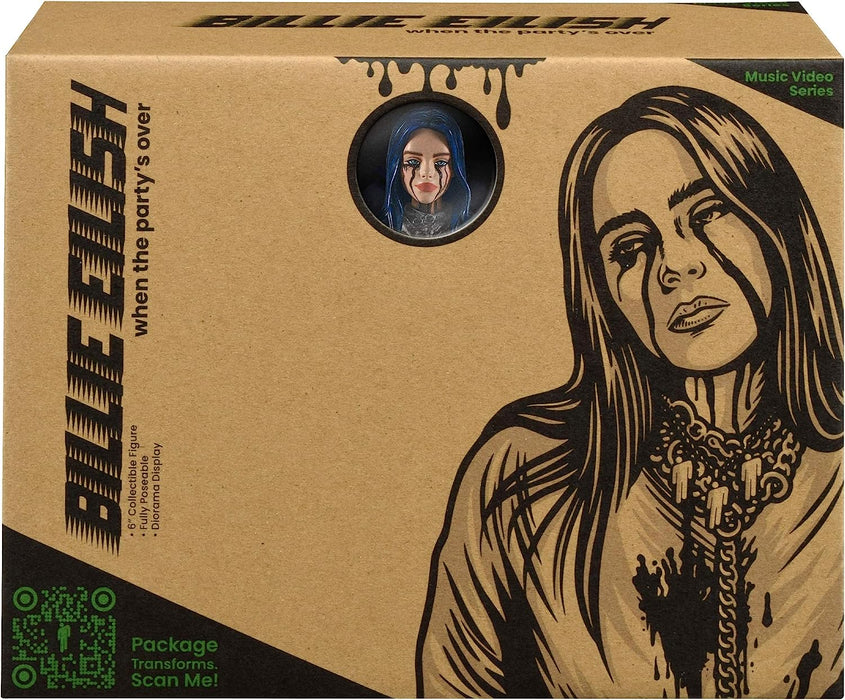Billie Eilish Bandai 10.5" Collectible Figure Bad Guy Doll Toy with Music Video Inspired Clothes and Set Backdrop When the Party is Over