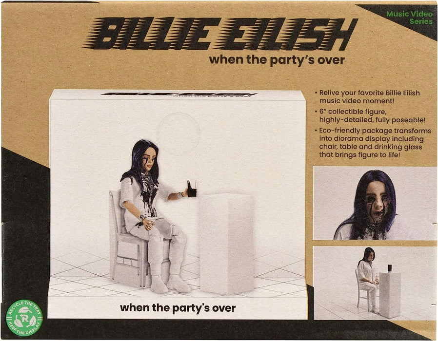 Billie Eilish Bandai 10.5" Collectible Figure Bad Guy Doll Toy with Music Video Inspired Clothes and Set Backdrop When the Party is Over