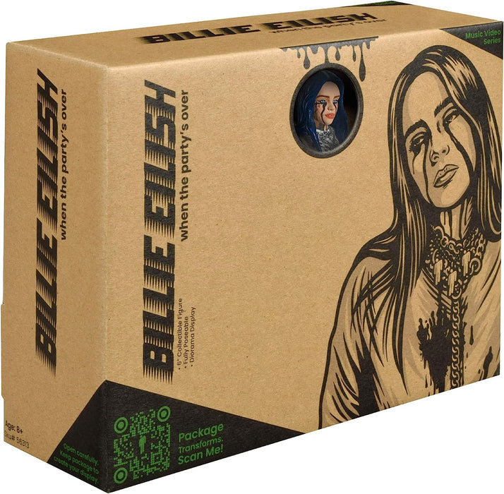Billie Eilish Bandai 10.5" Collectible Figure Bad Guy Doll Toy with Music Video Inspired Clothes and Set Backdrop When the Party is Over