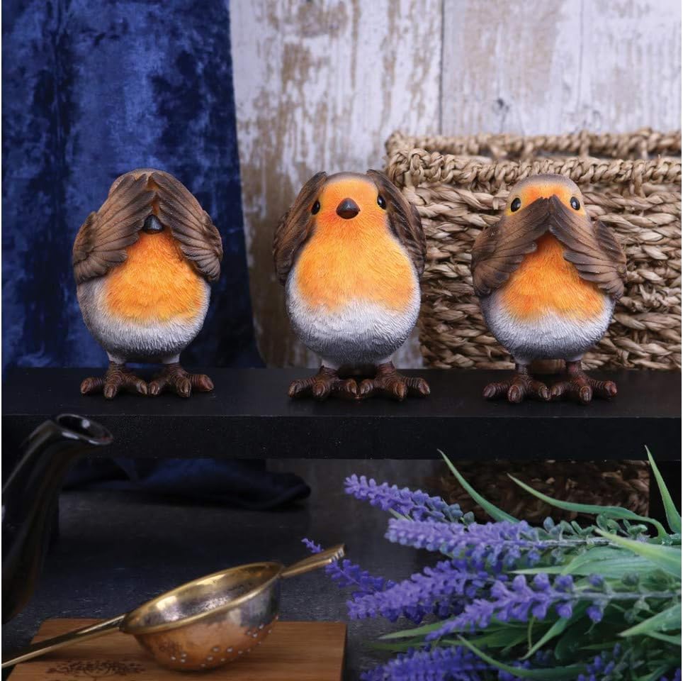 Nemesis Now Three Wise Robins - Figura Decorativa (8 cm), Color marrón