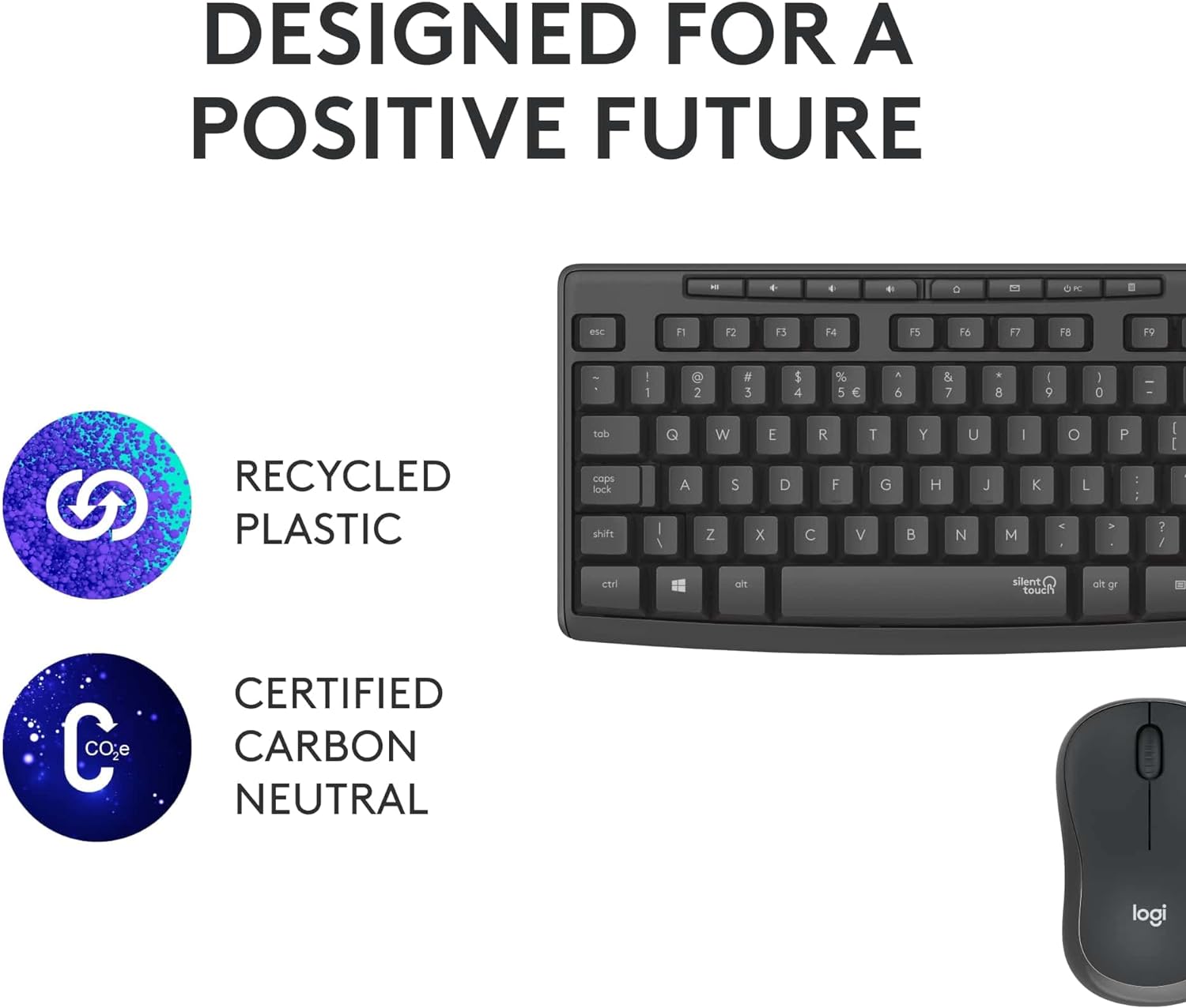 Logitech MK295 Silent Wireless Mouse & Keyboard Combo with SilentTouch Technology, Full Numpad, Advanced Optical Tracking, Lag-Free Wireless, 90% Less Noise, QWERTY UK English Layout