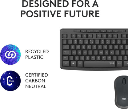 Logitech MK295 Silent Wireless Mouse & Keyboard Combo with SilentTouch Technology, Full Numpad, Advanced Optical Tracking, Lag-Free Wireless, 90% Less Noise, QWERTY UK English Layout