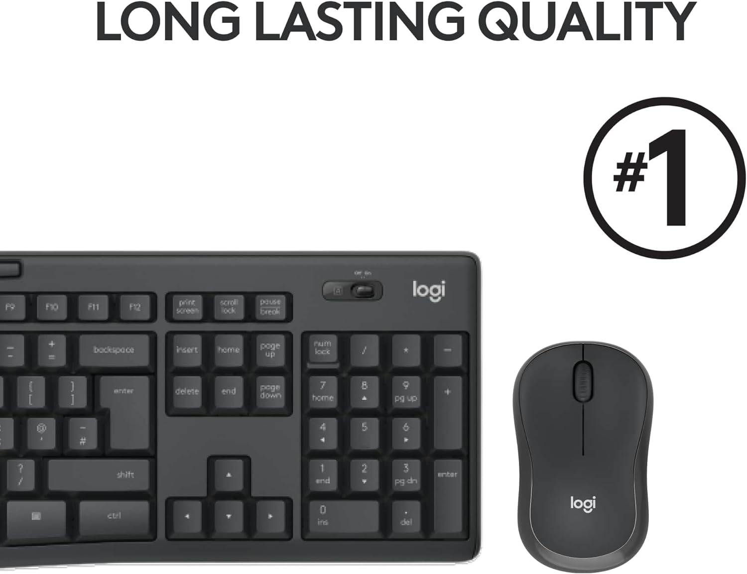 Logitech MK295 Silent Wireless Mouse & Keyboard Combo with SilentTouch Technology, Full Numpad, Advanced Optical Tracking, Lag-Free Wireless, 90% Less Noise, QWERTY UK English Layout