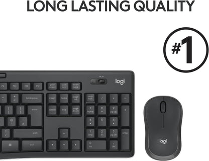 Logitech MK295 Silent Wireless Mouse & Keyboard Combo with SilentTouch Technology, Full Numpad, Advanced Optical Tracking, Lag-Free Wireless, 90% Less Noise, QWERTY UK English Layout