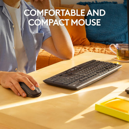 Logitech MK295 Silent Wireless Mouse & Keyboard Combo with SilentTouch Technology, Full Numpad, Advanced Optical Tracking, Lag-Free Wireless, 90% Less Noise, QWERTY UK English Layout