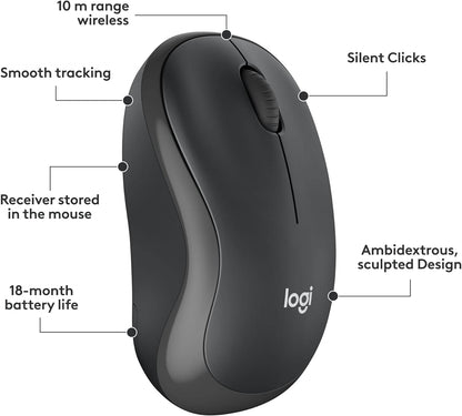 Logitech MK295 Silent Wireless Mouse & Keyboard Combo with SilentTouch Technology, Full Numpad, Advanced Optical Tracking, Lag-Free Wireless, 90% Less Noise, QWERTY UK English Layout