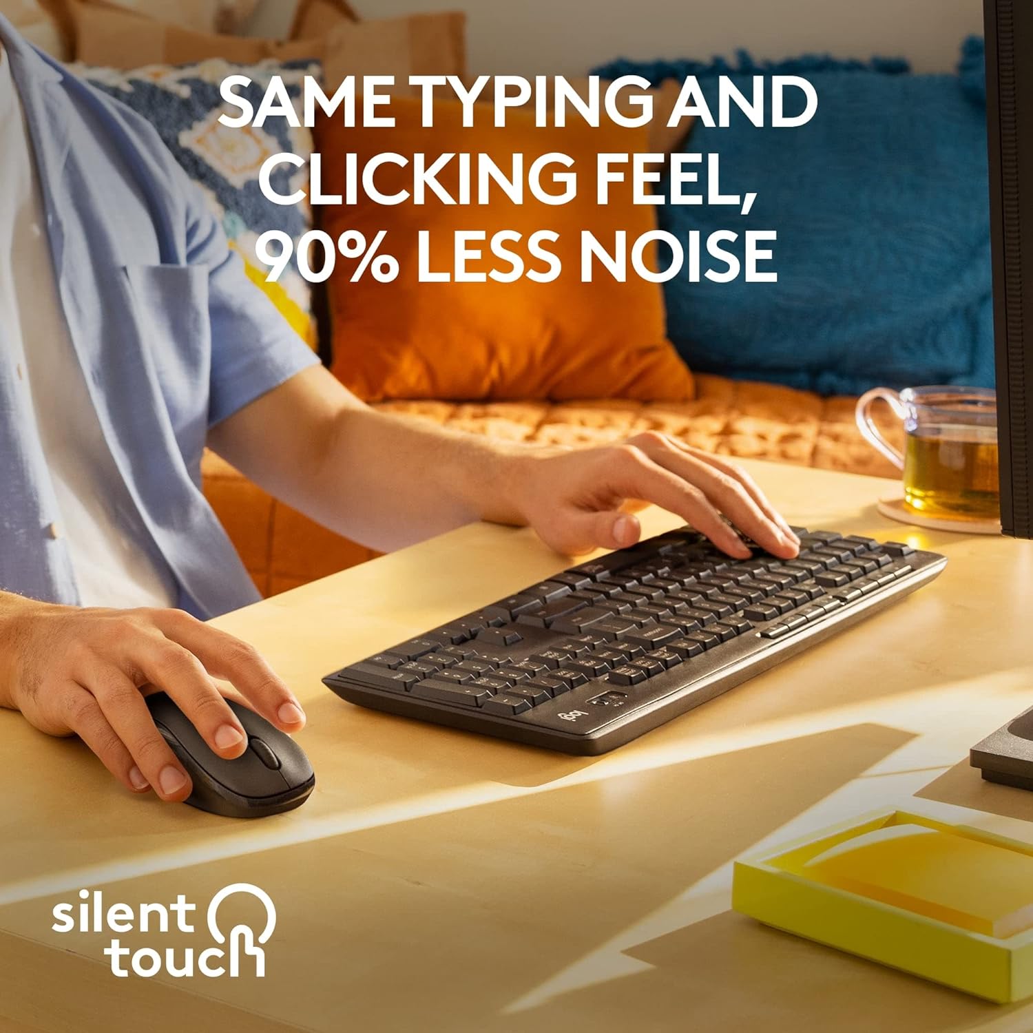 Logitech MK295 Silent Wireless Mouse & Keyboard Combo with SilentTouch Technology, Full Numpad, Advanced Optical Tracking, Lag-Free Wireless, 90% Less Noise, QWERTY UK English Layout