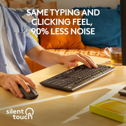 Logitech MK295 Silent Wireless Mouse & Keyboard Combo with SilentTouch Technology, Full Numpad, Advanced Optical Tracking, Lag-Free Wireless, 90% Less Noise, QWERTY UK English Layout