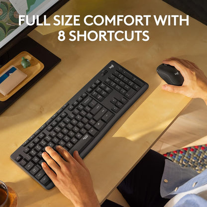 Logitech MK295 Silent Wireless Mouse & Keyboard Combo with SilentTouch Technology, Full Numpad, Advanced Optical Tracking, Lag-Free Wireless, 90% Less Noise, QWERTY UK English Layout