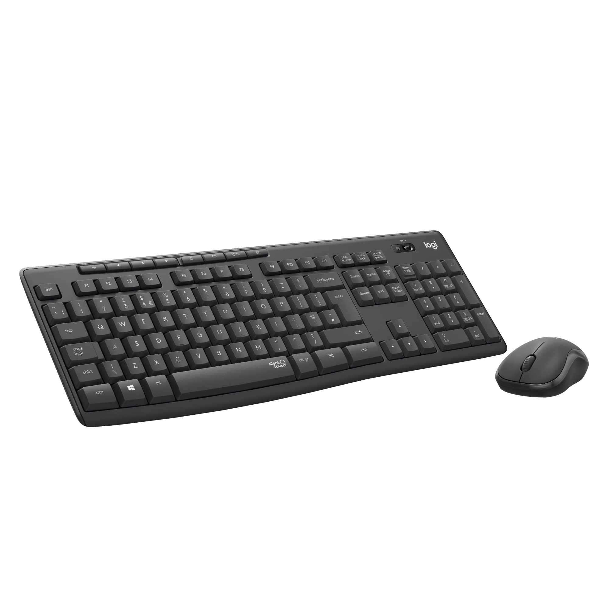 Logitech MK295 Silent Wireless Mouse & Keyboard Combo with SilentTouch Technology, Full Numpad, Advanced Optical Tracking, Lag-Free Wireless, 90% Less Noise, QWERTY UK English Layout