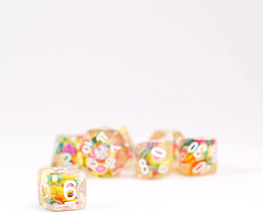 FanRoll by Metallic Dice Games 16mm Resin Poly DND Dice Set: Fruit Dice, Role Playing Game Dice for Dungeons and Dragons