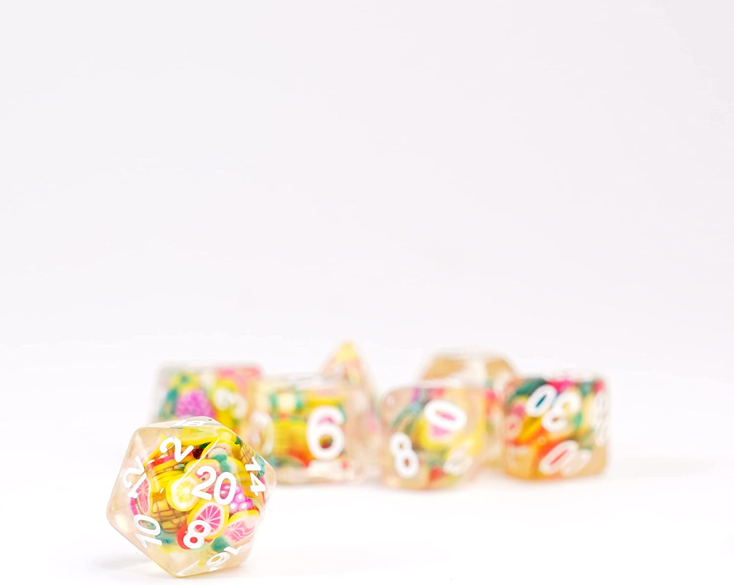 FanRoll by Metallic Dice Games 16mm Resin Poly DND Dice Set: Fruit Dice, Role Playing Game Dice for Dungeons and Dragons