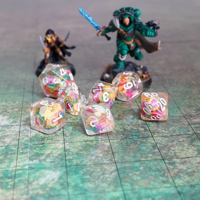 FanRoll by Metallic Dice Games 16mm Resin Poly DND Dice Set: Fruit Dice, Role Playing Game Dice for Dungeons and Dragons