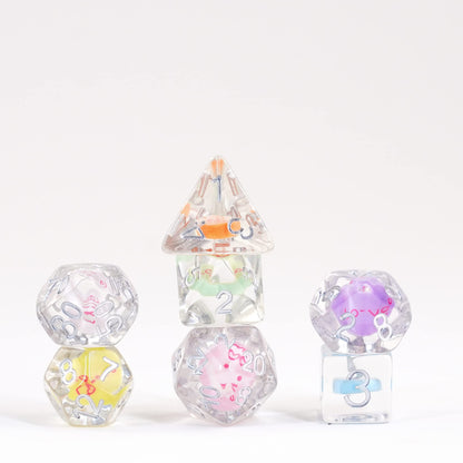 Metallic Dice Games 16mm Resin Poly DND Dice Set: Love Dice, Role Playing Game Dice for Dungeons and Dragons
