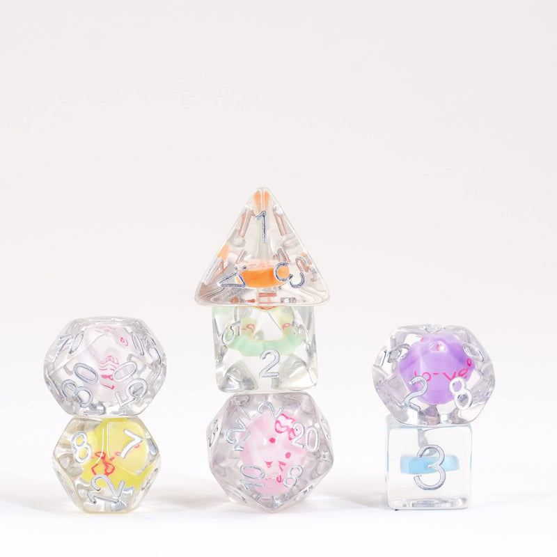 Metallic Dice Games 16mm Resin Poly DND Dice Set: Love Dice, Role Playing Game Dice for Dungeons and Dragons