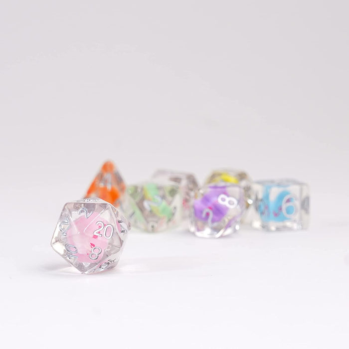 Metallic Dice Games 16mm Resin Poly DND Dice Set: Love Dice, Role Playing Game Dice for Dungeons and Dragons