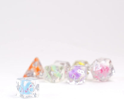 Metallic Dice Games 16mm Resin Poly DND Dice Set: Love Dice, Role Playing Game Dice for Dungeons and Dragons